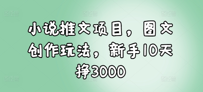 小说推文项目,图文创作玩法,新手10天挣3000-赚金金-技能学习分享
