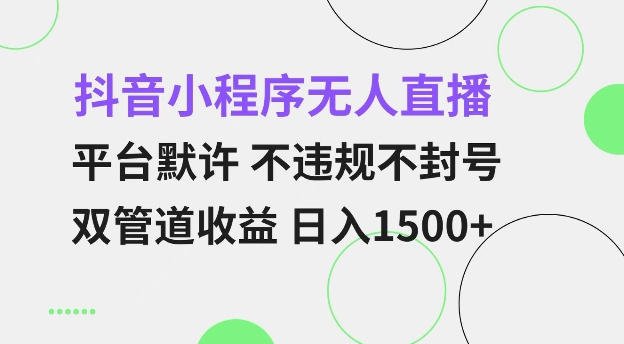 抖音小程序无人直播 平台默许 不违规不封号 双管道收益 日入多张 小白也能轻松操作【仅揭秘】-赚金金-技能学习分享