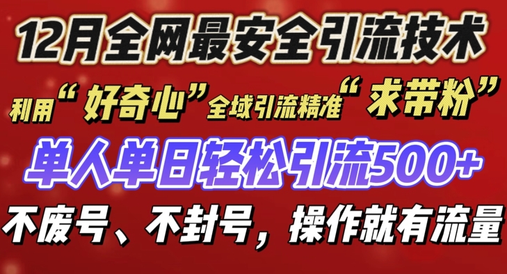 12 月份全网最安全引流创业粉技术来袭,不封号不废号,有操作就有流量【揭秘】-赚金金-技能学习分享