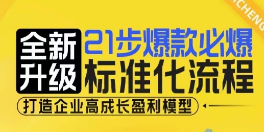 21步爆款必爆标准化流程，全新升级，打造企业高成长盈利模型-赚金金-技能学习分享