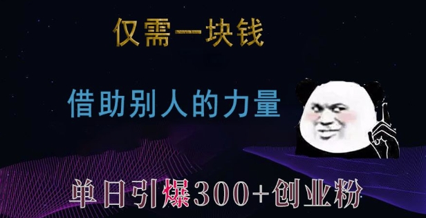 仅需一块钱，借助别人的力量，单日引爆300+创业粉、兼职粉【揭秘】-赚金金-技能学习分享