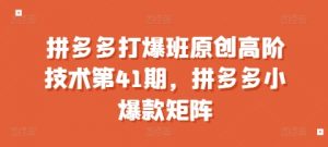 拼多多打爆班原创高阶技术第41期,拼多多小爆款矩阵-赚金金-技能学习分享
