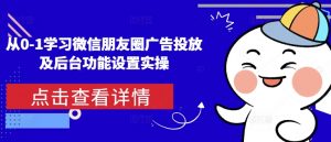 从0-1学习微信朋友圈广告投放及后台功能设置实操-赚金金-技能学习分享