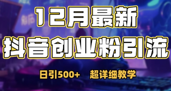 最新公开：12月份抖音日引500+创业粉秘籍-赚金金-技能学习分享