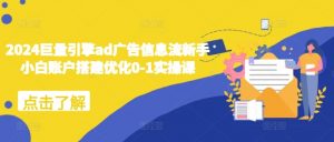 2024巨量引擎ad广告信息流新手小白账户搭建优化0-1实操课-赚金金-技能学习分享