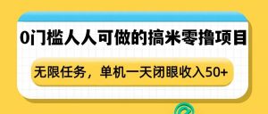 0门槛人人可做的搞米零撸项目,无限任务,单机一天闭眼收入50+-赚金金-技能学习分享