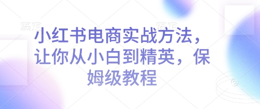 小红书电商实战方法，让你从小白到精英，保姆级教程-赚金金-技能学习分享