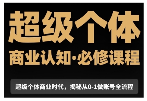超级个体商业认知觉醒视频课，商业认知·必修课程揭秘从0-1账号全流程-赚金金-技能学习分享