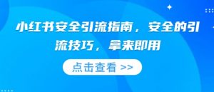 小红书安全引流指南,安全的引流技巧,拿来即用-赚金金-技能学习分享