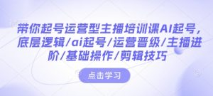 带你起号运营型主播培训课AI起号,底层逻辑/ai起号/运营晋级/主播进阶/基础操作/剪辑技巧-赚金金-技能学习分享