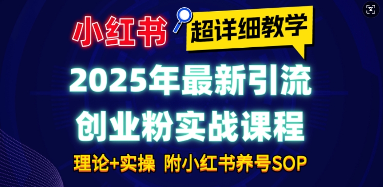 2025年最新小红书引流创业粉实战课程【超详细教学】小白轻松上手，月入1W+，附小红书养号SOP-赚金金-技能学习分享