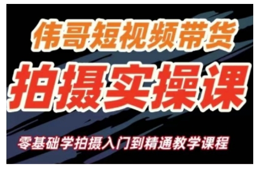 短视频带货拍摄实操课，零基础学拍摄入门到精通教学-赚金金-技能学习分享
