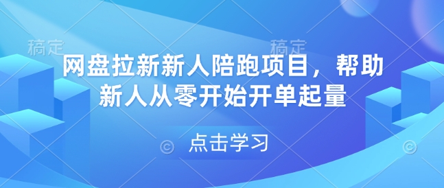 网盘拉新新人陪跑项目，帮助新人从零开始开单起量-赚金金-技能学习分享