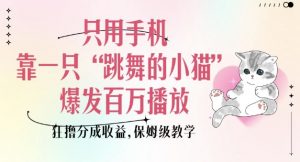 只用手机靠一只“跳舞的小猫”爆发百万播放，狂撸分成收益，保姆级教学-赚金金-技能学习分享