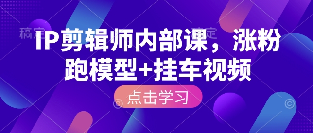 IP剪辑师内部课，涨粉跑模型+挂车视频-赚金金-技能学习分享