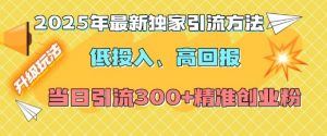 2025年最新独家引流方法,低投入高回报?当日引流300+精准创业粉-赚金金-技能学习分享