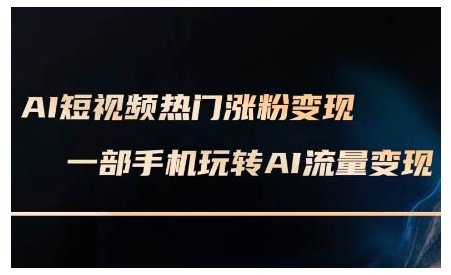 AI短视频热门涨粉变现课，AI数字人制作短视频超级变现实操课，一部手机玩转短视频变现-赚金金-技能学习分享