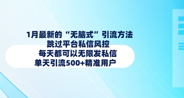 1月最新的无脑式引流方法,跳过平台私信风控,每天都可以无限发私信,单天引流500+精准用户-赚金金-技能学习分享