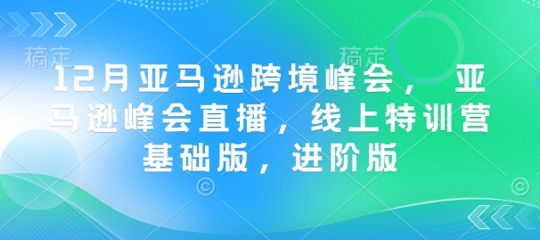 12月亚马逊跨境峰会， 亚马逊峰会直播，线上特训营基础版，进阶版-赚金金-技能学习分享