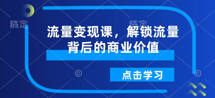 流量变现课，解锁流量背后的商业价值-赚金金-技能学习分享