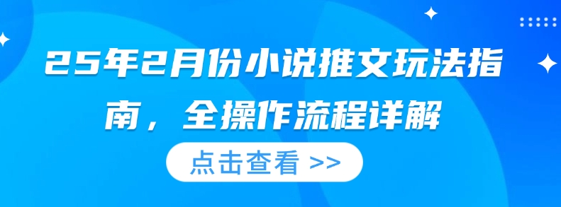 25年2月份小说推文玩法指南,全操作流程详解-赚金金-技能学习分享