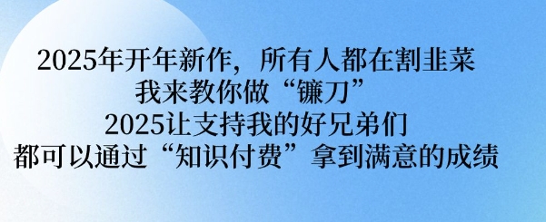 2025年开年新作,所有人都在割韭菜,我来教你做“镰刀” 2025让支持我的好兄弟们都可以通过“知识付费”拿到满意的成绩【揭秘】-赚金金-技能学习分享