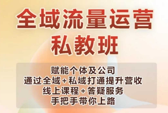 全域流量运营操盘课，赋能个体及公司通过全域+私域打通提升营收-赚金金-技能学习分享