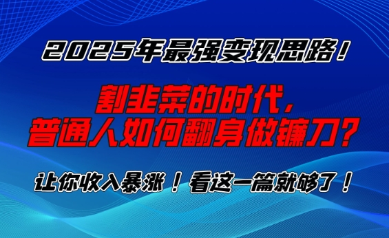 2025年最强变现思路，割韭菜的时代， 普通人如何翻身做镰刀？【揭秘】-赚金金-技能学习分享