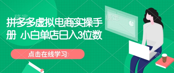 拼多多虚拟电商实操手册 小白单店日入3位数-赚金金-技能学习分享