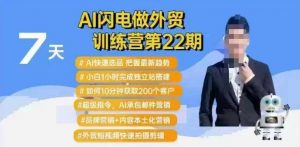 AI闪电做外贸训练营第22期:Al快速选品+小白1小时完成独立站搭建+10分钟获取200个客户等-赚金金-技能学习分享