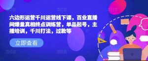 六边形运营千川运营线下课,百业直播间爆量真相终点训练营,单品起号,主播培训,千川打法,过款等-赚金金-技能学习分享