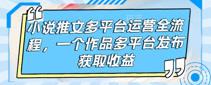 小说推文多平台运营全流程,一个作品多平台发布获取收益-赚金金-技能学习分享