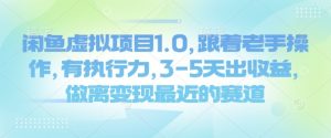 闲鱼虚拟项目1.0,跟着老手操作,有执行力,3-5天出收益,做离变现最近的赛道-赚金金-技能学习分享