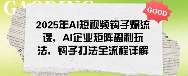 2025年AI短视频钩子爆流课，AI企业矩阵盈利玩法，钩子打法全流程详解-赚金金-技能学习分享