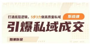 引爆私域成交力系统课,打通底层逻辑,5步3力做高质量私域-赚金金-技能学习分享
