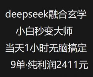 抖音小红书deepseek融合玄学,纯小白秒变大师,当天1小时无脑搞定9单,纯利润上千-赚金金-技能学习分享
