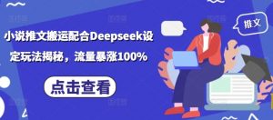 小说推文搬运配合Deepseek设定玩法揭秘,流量暴涨100%-赚金金-技能学习分享