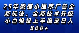 2025年微信小程序全新玩法纯小白易上手,稳定日入多张,技术全新升级,全网首发【揭秘】-赚金金-技能学习分享