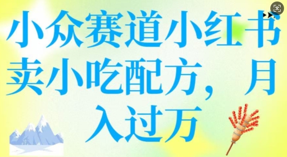 小众赛道小红书卖小吃配方，操作简单，月入过W-赚金金-技能学习分享