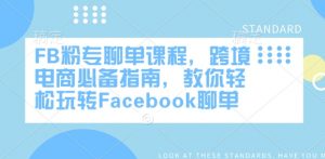 FB粉专聊单课程,跨境电商必备指南,教你轻松玩转Facebook聊单-赚金金-技能学习分享