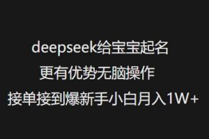 deepseek给宝宝起名更有优势无脑操作接单接到爆新手小白月入1W+-赚金金-技能学习分享