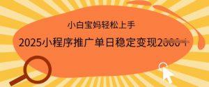2025小程序推广单日稳定变现多张,一部手机即可操作,小白宝妈轻松上手【揭秘】-赚金金-技能学习分享