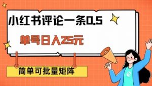 小红书评论一条0.5元 单账号一天可得25元 可矩阵操作 简单无脑靠谱【揭秘】-赚金金-技能学习分享