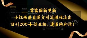 小红书垂直图文引流课程流出,日引200+创业粉,速看防和谐-赚金金-技能学习分享
