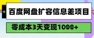 百度网盘扩容信息差项目,零成本,3天变现1k,详细实操流程-赚金金-技能学习分享