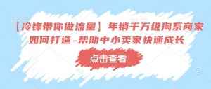 【冷锋带你做流量】年销千万级淘系商家如何打造–帮助中小卖家快速成长-赚金金-技能学习分享