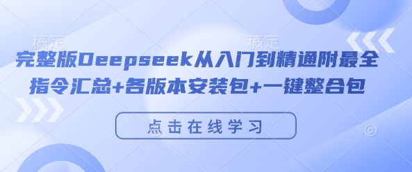完整版Deepseek从入门到精通附最全指令汇总+各版本安装包+一键整合包-赚金金-技能学习分享