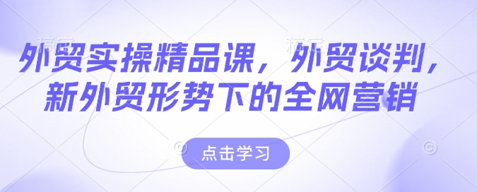 外贸实操精品课，外贸谈判，新外贸形势下的全网营销-赚金金-技能学习分享