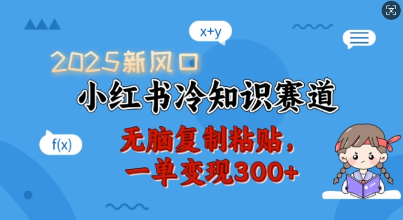 2025新风口,小红书冷知识赛道,无脑复制粘贴,一单变现300+-赚金金-技能学习分享