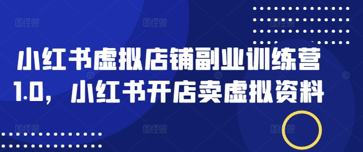 小红书虚拟店铺副业训练营1.0，小红书开店卖虚拟资料-赚金金-技能学习分享